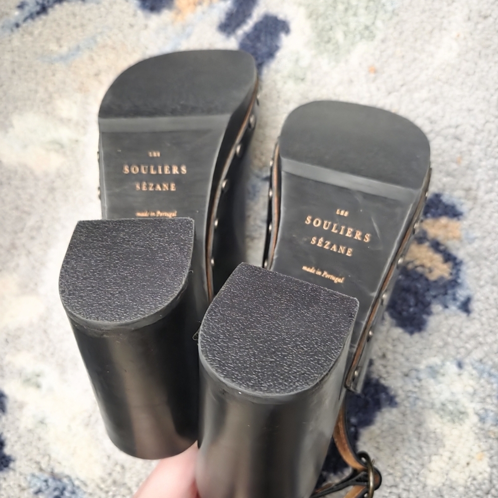 Sezane Dakota High Clogs in Smooth Black Heritage size 41 - Picture 10 of 11